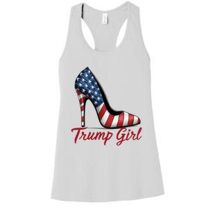 Trump Girl High Heel Stilettos American Flag Trump 2024 Women's Racerback Tank