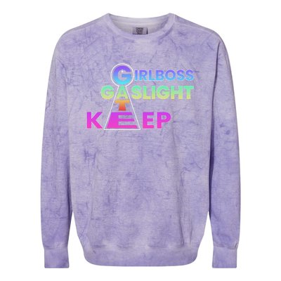 That Go Hard Girlboss Gaslight Gatekeep Trending Colorblast Crewneck Sweatshirt