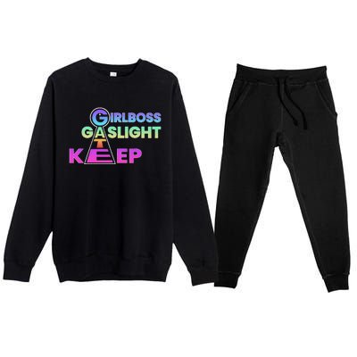 That Go Hard Girlboss Gaslight Gatekeep Trending Premium Crewneck Sweatsuit Set