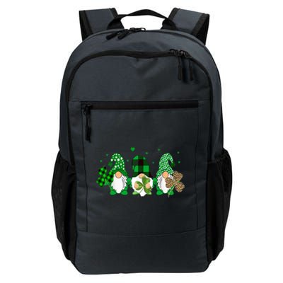 Three Gnomes Holding Shamrock Leopard Plaid St Patrick's Day Daily Commute Backpack