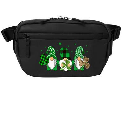 Three Gnomes Holding Shamrock Leopard Plaid St Patrick's Day Crossbody Pack