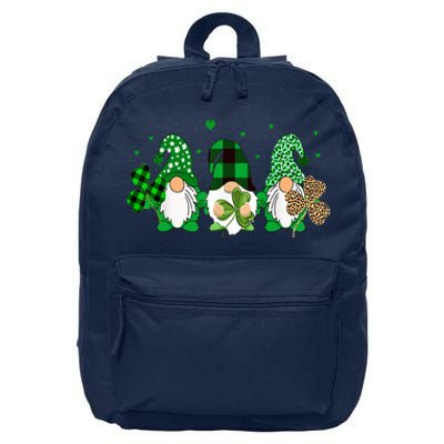 Three Gnomes Holding Shamrock Leopard Plaid St Patrick's Day 16 in Basic Backpack