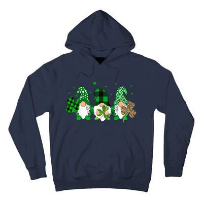 Three Gnomes Holding Shamrock Leopard Plaid St Patrick's Day Tall Hoodie