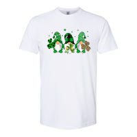 Three Gnomes Holding Shamrock Leopard Plaid St Patrick's Day Softstyle CVC T-Shirt