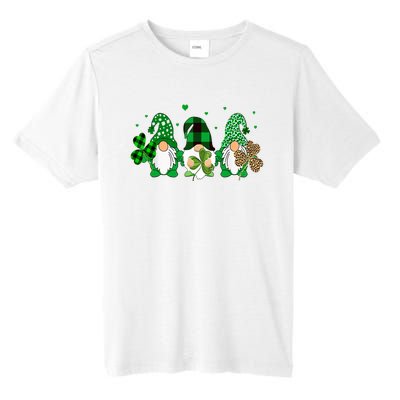 Three Gnomes Holding Shamrock Leopard Plaid St Patrick's Day Tall Fusion ChromaSoft Performance T-Shirt