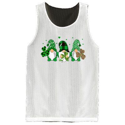 Three Gnomes Holding Shamrock Leopard Plaid St Patrick's Day Mesh Reversible Basketball Jersey Tank