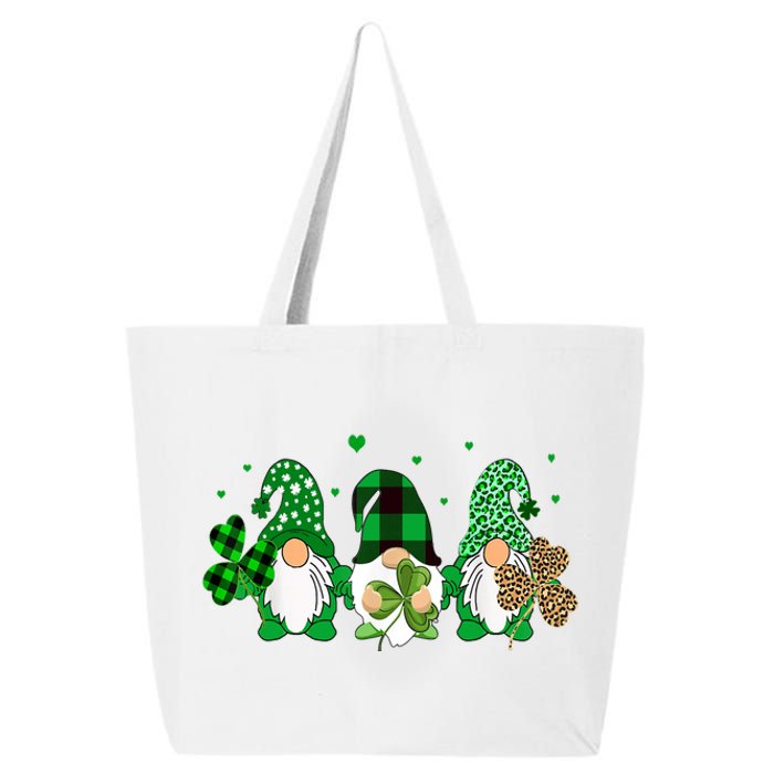 Three Gnomes Holding Shamrock Leopard Plaid St Patrick's Day 25L Jumbo Tote