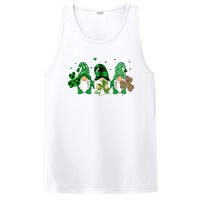 Three Gnomes Holding Shamrock Leopard Plaid St Patrick's Day PosiCharge Competitor Tank