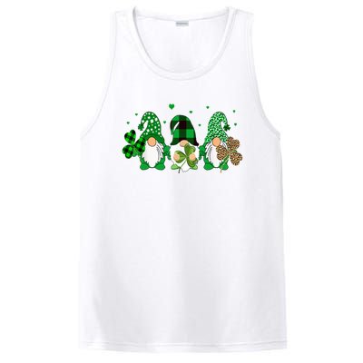 Three Gnomes Holding Shamrock Leopard Plaid St Patrick's Day PosiCharge Competitor Tank