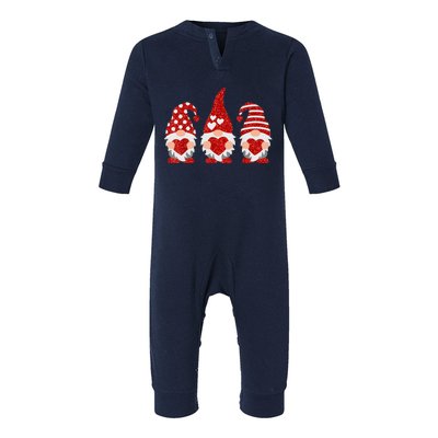 Three Gnomes Happy Valentines Day Gnome Lover Infant Fleece One Piece