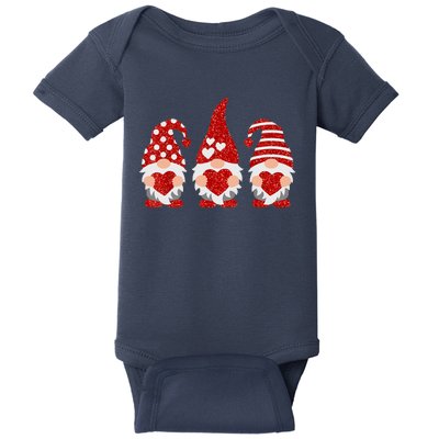 Three Gnomes Happy Valentines Day Gnome Lover Baby Bodysuit