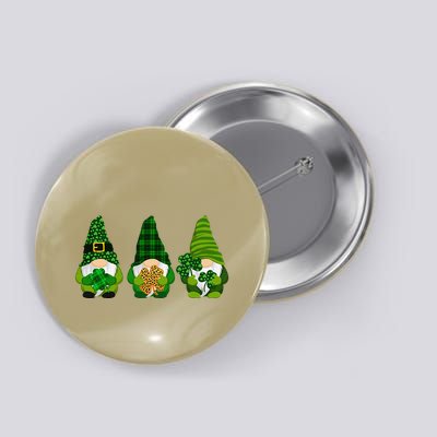 Three Gnomes Holding Shamrock Plaid Leopard St PatrickS Day Button