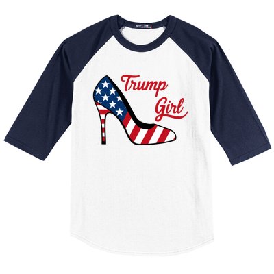 Trump Girl High Heels Stilettos American Flag Trump 2024 Trump Merch Republican Baseball Sleeve Shirt