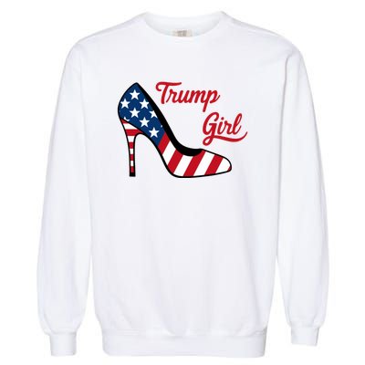 Trump Girl High Heels Stilettos American Flag Trump 2024 Trump Merch Republican Garment-Dyed Sweatshirt