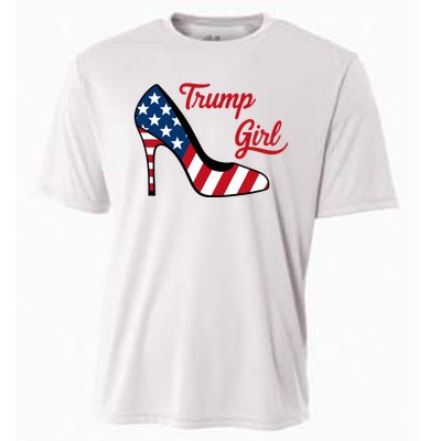 Trump Girl High Heels Stilettos American Flag Trump 2024 Trump Merch Republican Cooling Performance Crew T-Shirt