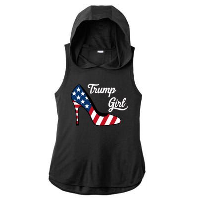 Trump Girl High Heels Stilettos American Flag Trump 2024 Republican Trump Merch Ladies PosiCharge Tri-Blend Wicking Draft Hoodie Tank