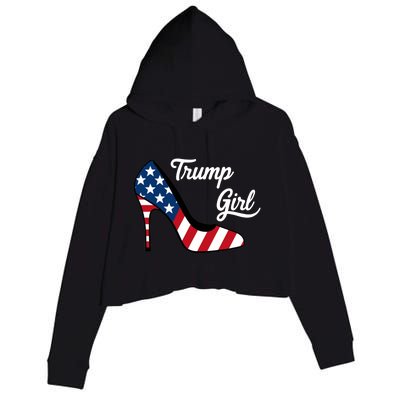 Trump Girl High Heels Stilettos American Flag Trump 2024 Republican Trump Merch Crop Fleece Hoodie