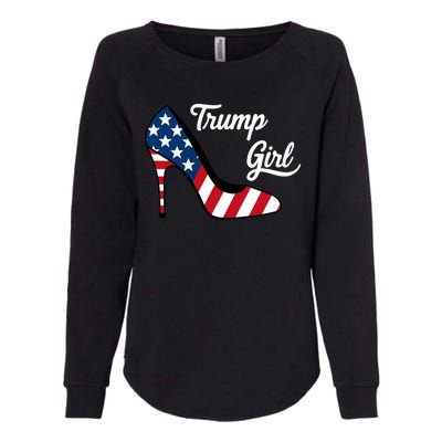 Trump Girl High Heels Stilettos American Flag Trump 2024 Republican Trump Merch Womens California Wash Sweatshirt