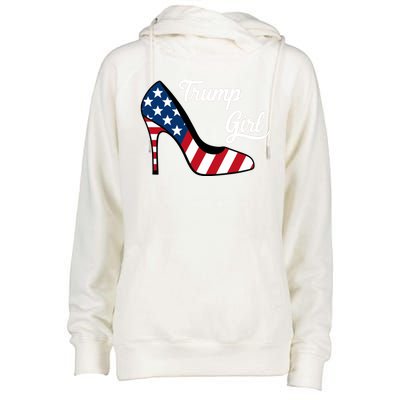 Trump Girl High Heels Stilettos American Flag Trump 2024 Republican Trump Merch Womens Funnel Neck Pullover Hood