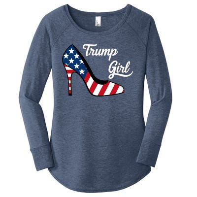 Trump Girl High Heels Stilettos American Flag Trump 2024 Republican Trump Merch Women's Perfect Tri Tunic Long Sleeve Shirt