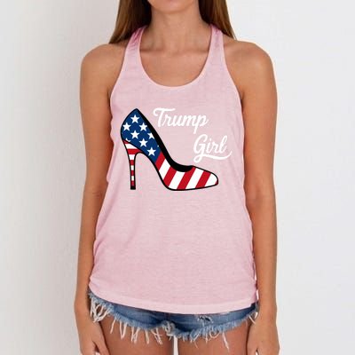 Trump Girl High Heels Stilettos American Flag Trump 2024 Republican Trump Merch Women's Knotted Racerback Tank