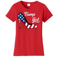 Trump Girl High Heels Stilettos American Flag Trump 2024 Republican Trump Merch Women's T-Shirt