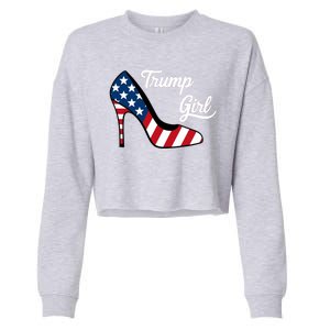 Trump Girl High Heels Stilettos American Flag Trump 2024 Republican Trump Merch Cropped Pullover Crew