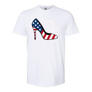 Trump Girl High Heels Stilettos American Flag Trump 2024 Republican Trump Merch Softstyle CVC T-Shirt