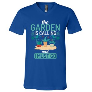 The Garden Is Calling And I Must Go Outdoor And Gardening Gift V-Neck T-Shirt