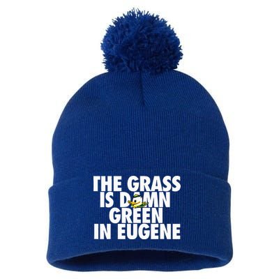 The Grass Is Damn Green In Eugene Pom Pom 12in Knit Beanie