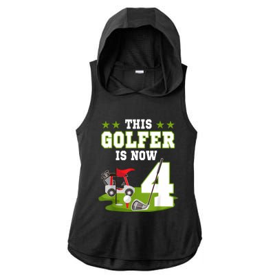 This Golfer Is Now 4 Year Old Birthday 4rd Golf Party Ladies PosiCharge Tri-Blend Wicking Draft Hoodie Tank