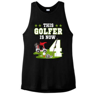 This Golfer Is Now 4 Year Old Birthday 4rd Golf Party Ladies PosiCharge Tri-Blend Wicking Tank