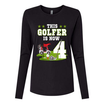 This Golfer Is Now 4 Year Old Birthday 4rd Golf Party Womens Cotton Relaxed Long Sleeve T-Shirt