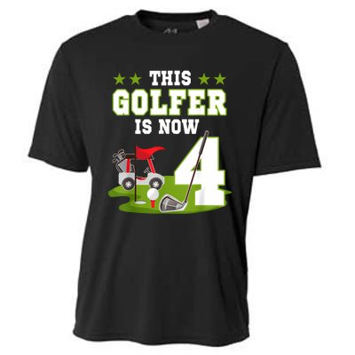 This Golfer Is Now 4 Year Old Birthday 4rd Golf Party Cooling Performance Crew T-Shirt