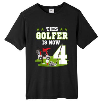 This Golfer Is Now 4 Year Old Birthday 4rd Golf Party Tall Fusion ChromaSoft Performance T-Shirt