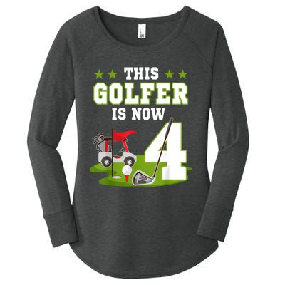 This Golfer Is Now 4 Year Old Birthday 4rd Golf Party Women's Perfect Tri Tunic Long Sleeve Shirt