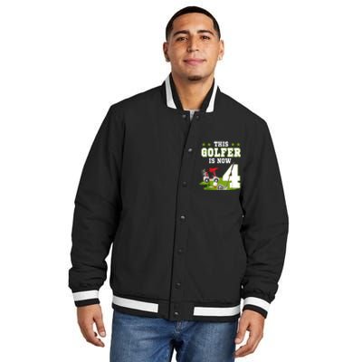 This Golfer Is Now 4 Year Old Birthday 4rd Golf Party Insulated Varsity Jacket