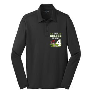 This Golfer Is Now 4 Year Old Birthday 4rd Golf Party Silk Touch Performance Long Sleeve Polo