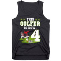 This Golfer Is Now 4 Year Old Birthday 4rd Golf Party Tank Top