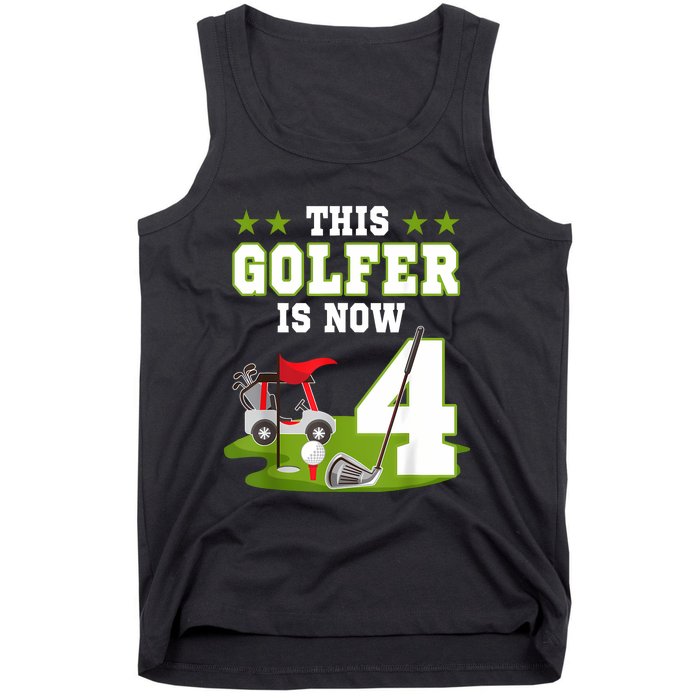 This Golfer Is Now 4 Year Old Birthday 4rd Golf Party Tank Top