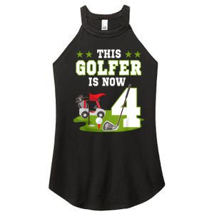 This Golfer Is Now 4 Year Old Birthday 4rd Golf Party Women's Perfect Tri Rocker Tank