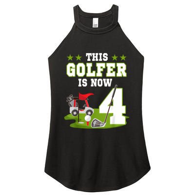 This Golfer Is Now 4 Year Old Birthday 4rd Golf Party Women's Perfect Tri Rocker Tank