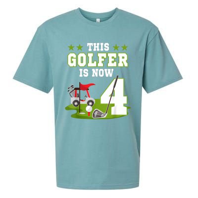 This Golfer Is Now 4 Year Old Birthday 4rd Golf Party Sueded Cloud Jersey T-Shirt