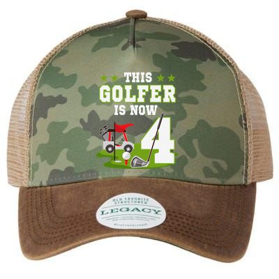 This Golfer Is Now 4 Year Old Birthday 4rd Golf Party Legacy Tie Dye Trucker Hat