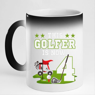 This Golfer Is Now 4 Year Old Birthday 4rd Golf Party 11oz Black Color Changing Mug