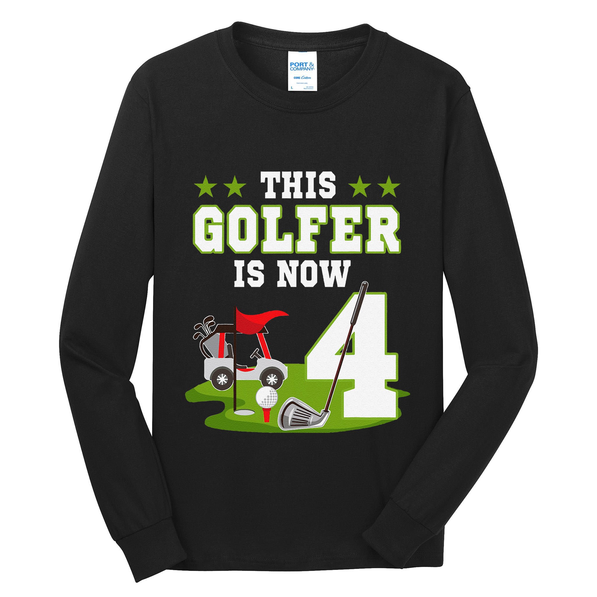This Golfer Is Now 4 Year Old Birthday 4rd Golf Party Tall Long Sleeve T-Shirt