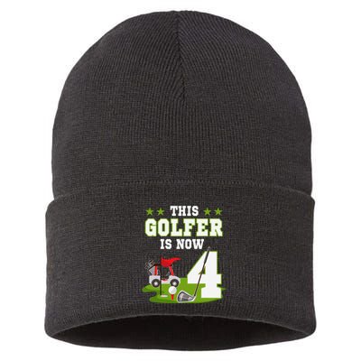 This Golfer Is Now 4 Year Old Birthday 4rd Golf Party Sustainable Knit Beanie