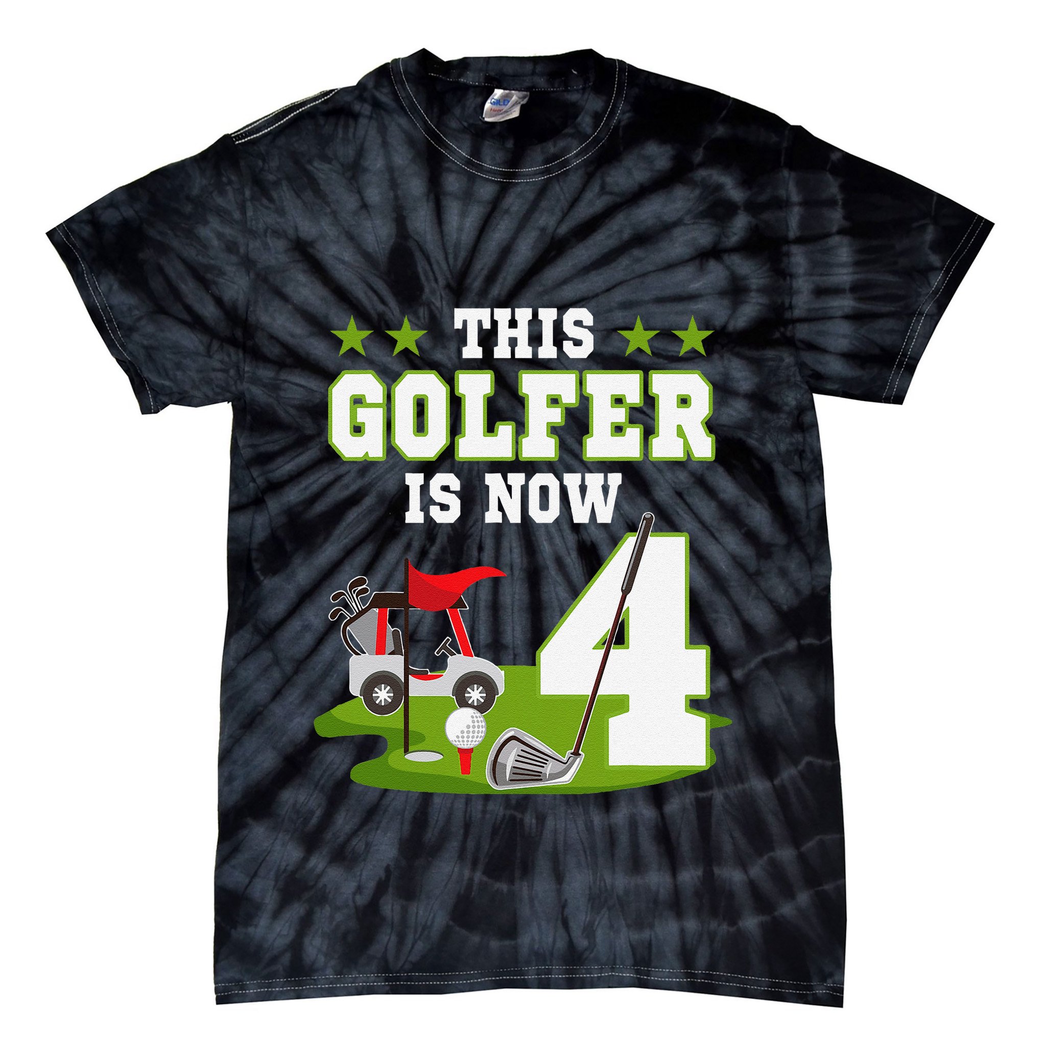 This Golfer Is Now 4 Year Old Birthday 4rd Golf Party Tie-Dye T-Shirt