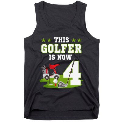 This Golfer Is Now 4 Year Old Birthday 4rd Golf Party Tank Top