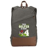This Golfer Is Now 4 Year Old Birthday 4rd Golf Party Cotton Canvas Backpack